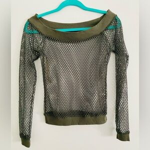 Express Army Green Fishnet Shirt